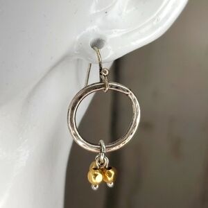 Allison Reed Hammered Circle with Beaded Accents Earrings Silver and Gold NWT!